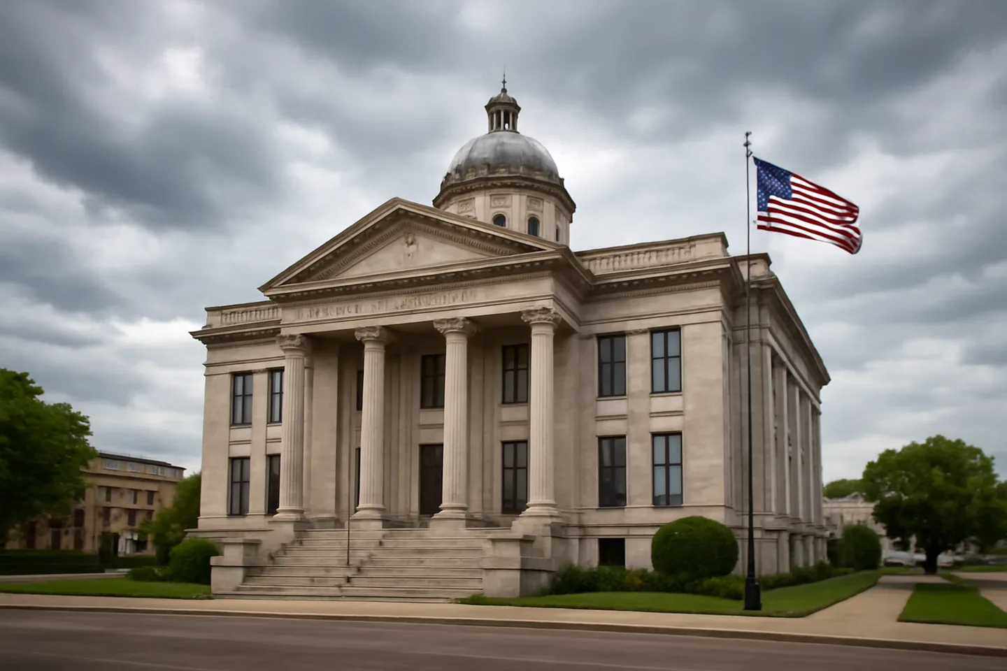 County courthouse exterior in a small town