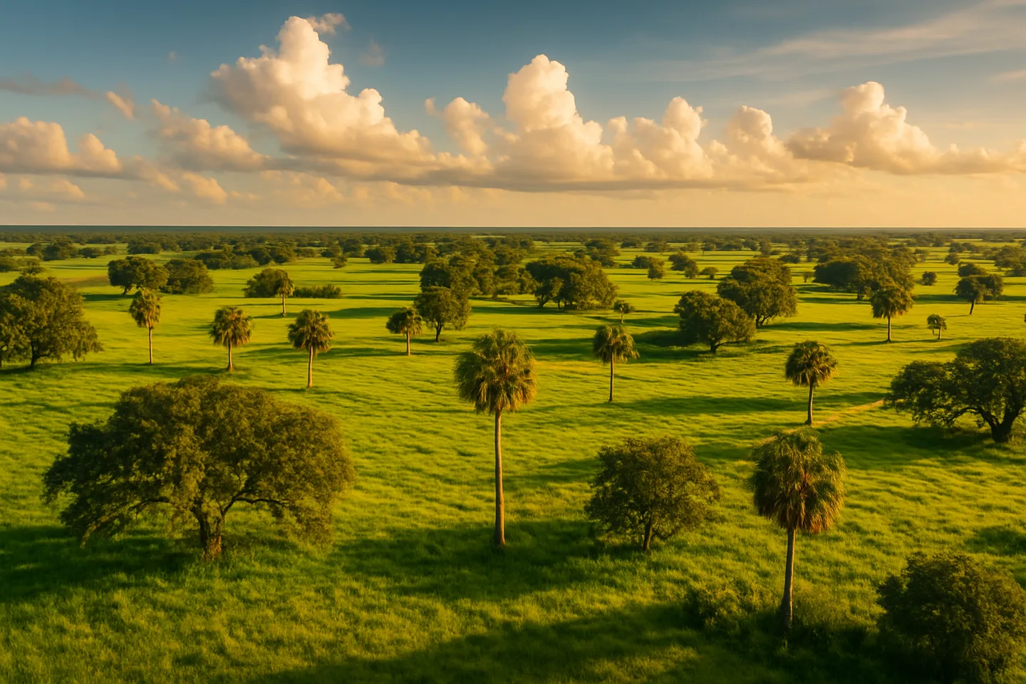 Aerial view of Hendry County, Florida rural land