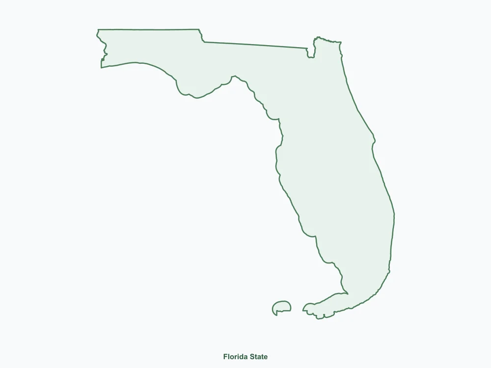Map of Florida State showing major cities
